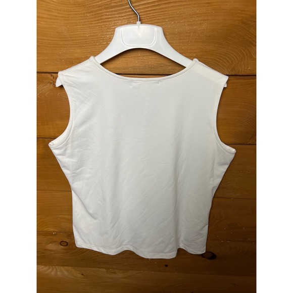 Acorn Women's White V-Neck Sleeveless Top L Nylon Spandex Sheer Thick‎ Layering - Picture 6 of 7